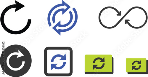 Obraz na plátně Refresh arrow loop icon set for reset reload history cycle infinity rotation pro