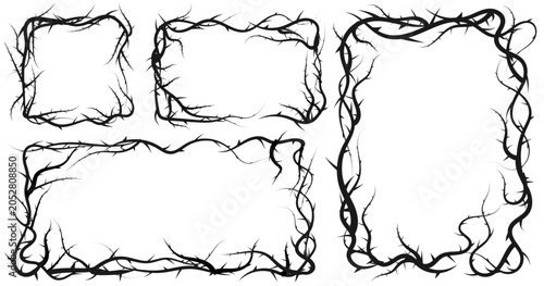 Tableau sur toile Vine horror branches with frame halloween rectangle for thorn border gothic