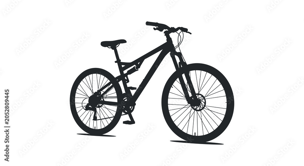 Fototapeta premium Mountain bike silhouette against a white background graphic illustration