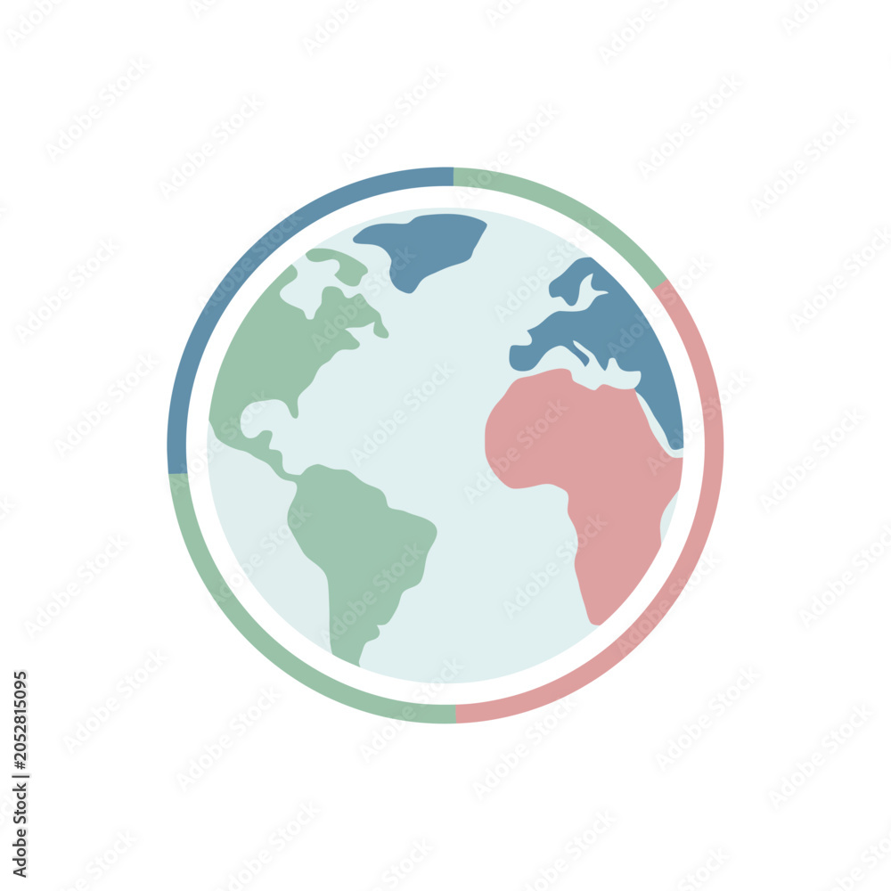 Obraz premium Abstract Globe Icon with Continents and Pastel Colors