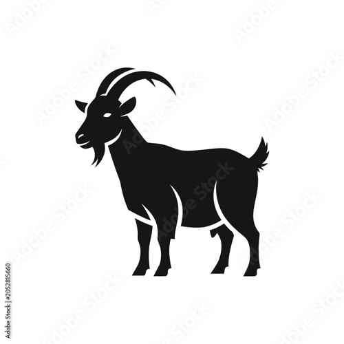 Black Goat Silhouette Icon Icon Flat Vector Design