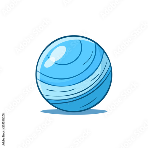 Bright Blue Swirling Sphere with Reflective Highlights and Shadow Detail