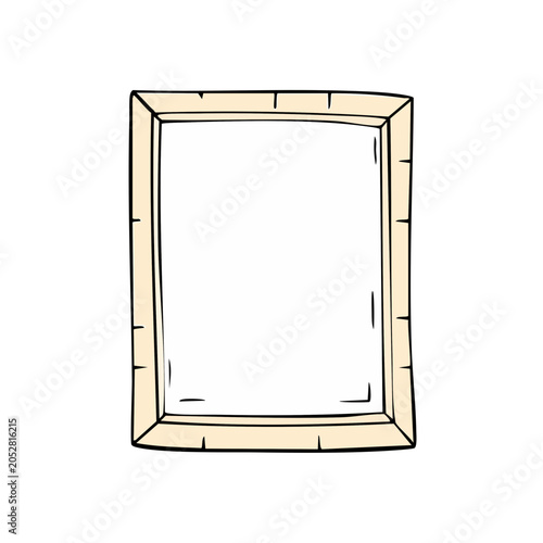 Blank Wooden Frame Illustration Hand Drawn Sketch Empty Canvas for Artwork Display