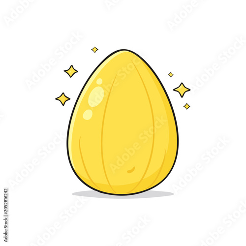 Golden Egg Icon with Sparkling Light and Shine Elements