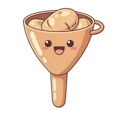 Cute cartoon coffee cup with happy face vector illustration.