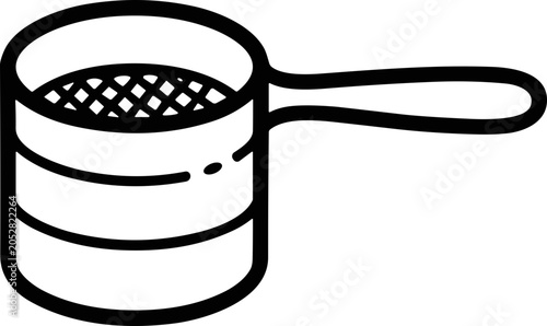 Cuadro en lienzo Simple Line Drawing of a Flour Sifter with Handle Isolated on White Background