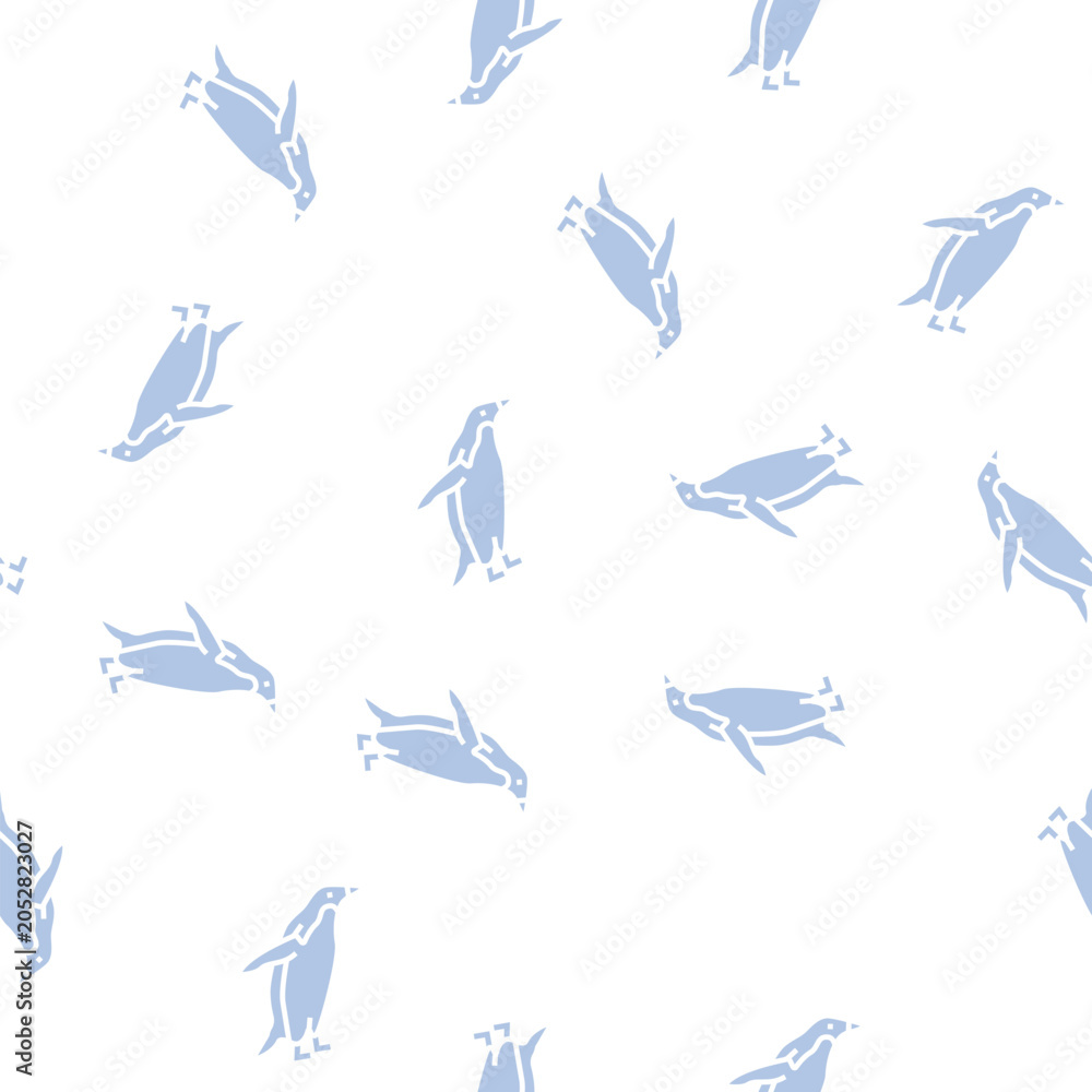 Obraz premium penguin bird vector glyph seamless pattern penguin bird sign illustration