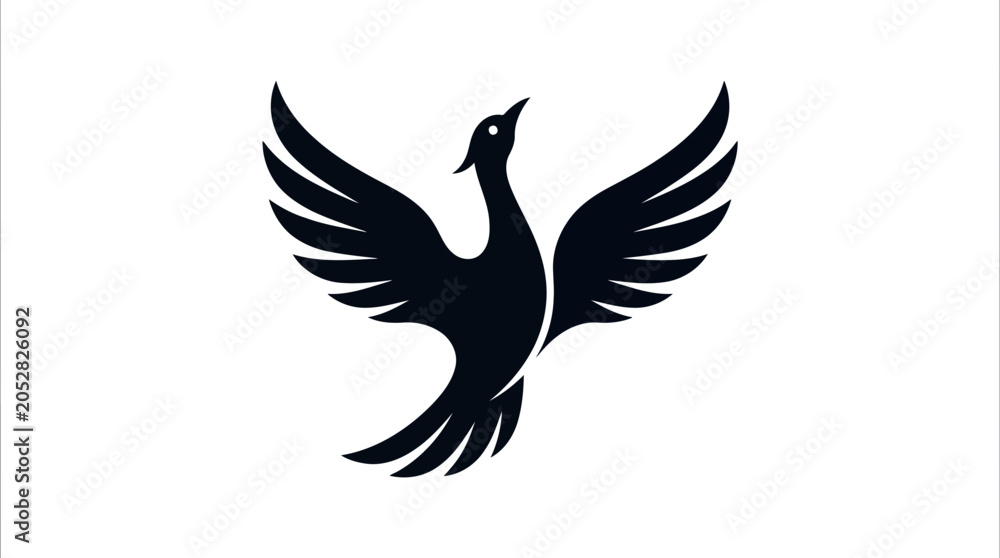 Fototapeta premium Black bird with wings spread