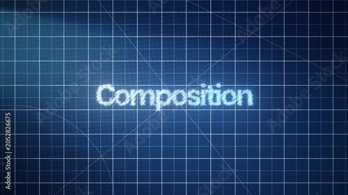 Modern blueprint-style cutting mat animation with detailed grid layout and smooth motion, perfect for designers, tutorials, and creative presentations with composition title.