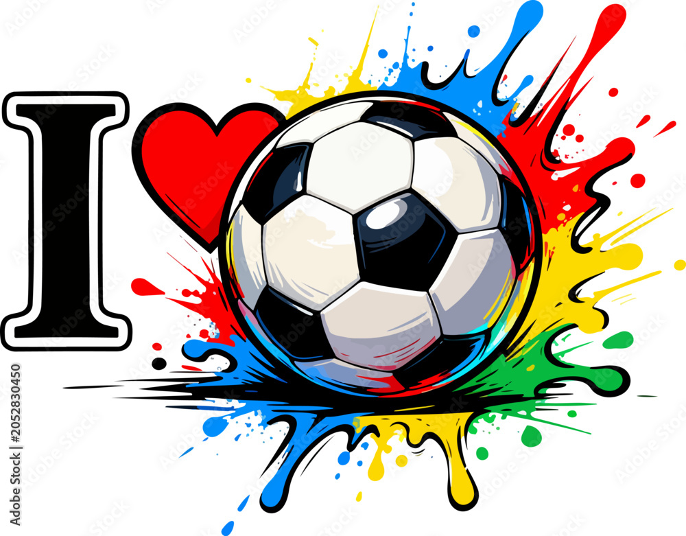 Naklejka premium Color Splash Soccer Heart