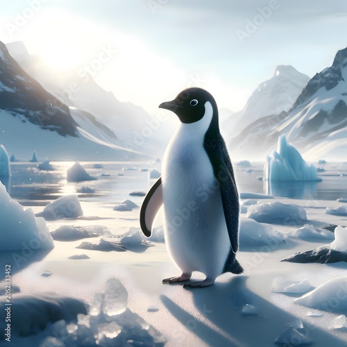 Photorealistic penguin, real‑world polar environment, natural lighting, accurate anatomy, cinematic depth of field, documentary style