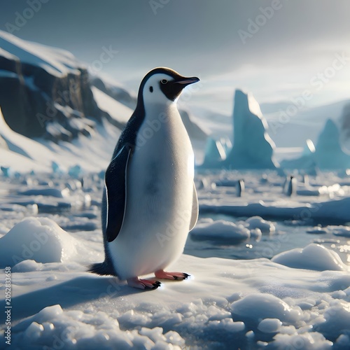 Photorealistic penguin, real‑world polar environment, natural lighting, accurate anatomy, cinematic depth of field, documentary style