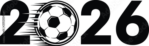 Fotografía 2026 fifa world cup logo concept with soccer ball and speed lines