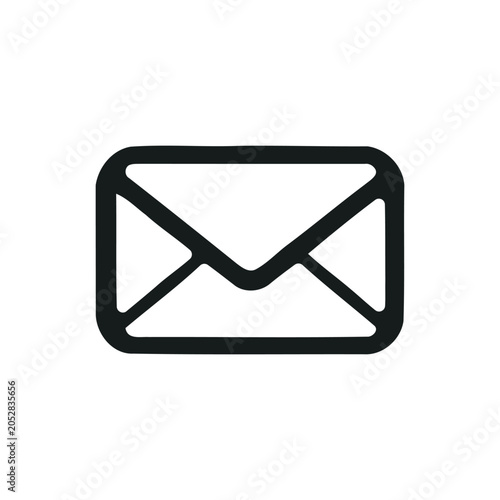 Minimalist mail envelope outline icon. Black linear letter vector illustration for email interface, contact info, and website message UI