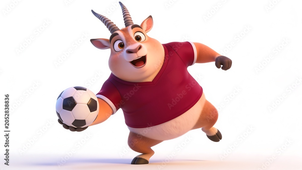 Fototapeta premium The Arabian antelope mascot in the Qatar national football team's kit. World Cup.
