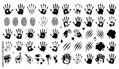 Quadro su tela Horror bloody handprint isolated vector illustration