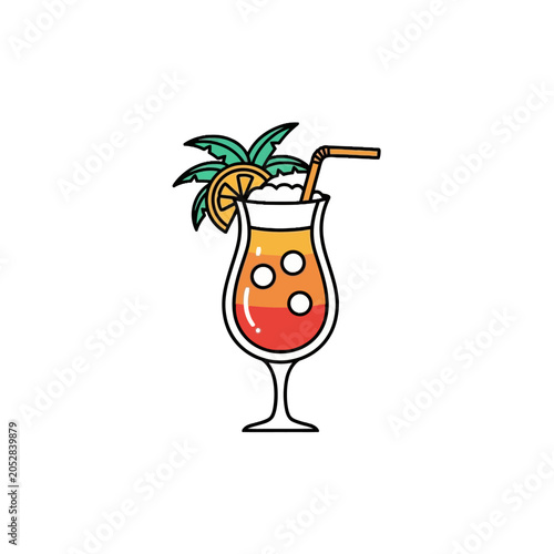 Billede på lærred Colorful Cocktail with Orange Garnish.