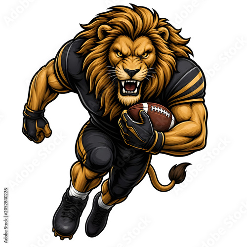 Lion warrior character with muscular arms and fierce expression in pixel art style isolated on transparent background