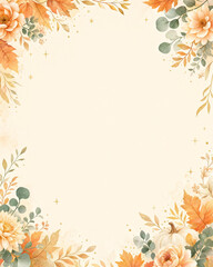Elegant Autumn Floral Frame Background with Copy Space