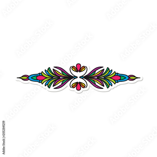 Colorful Floral Divider with Intricate Details and Symmetrical Design.