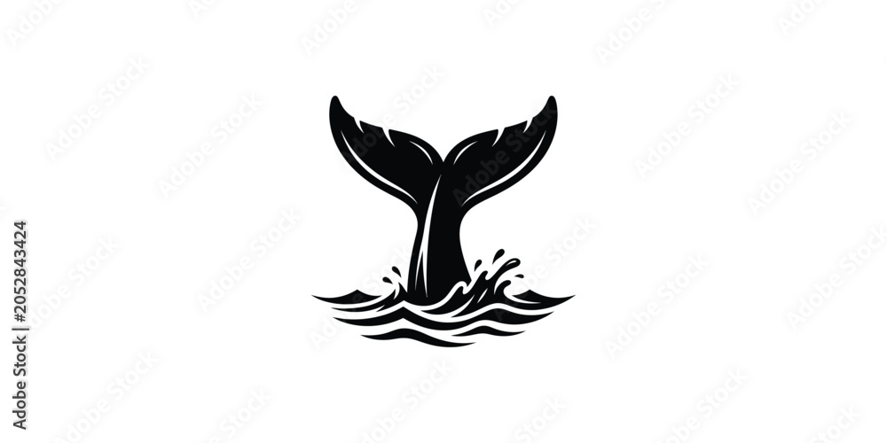 Naklejka premium Whale Tail Fluke Splash Silhouette Icon