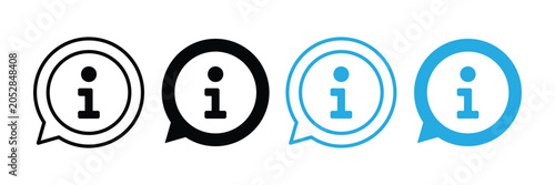 Photos Information Icon Set – Info Button, Help Support & User Interface Vector Collect