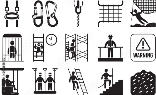 Canvas Print Safety and construction warning icons set