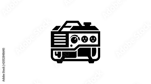 Portable generator outline icon black and white minimalist illustration