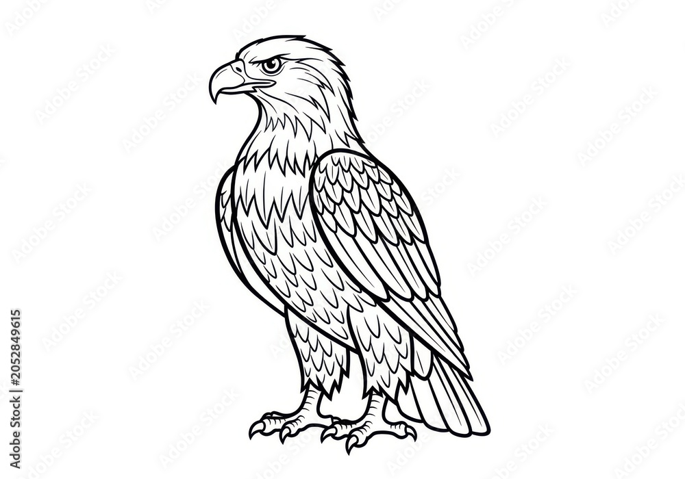 Fototapeta premium Illustration of a bald eagle standing isolated on white background