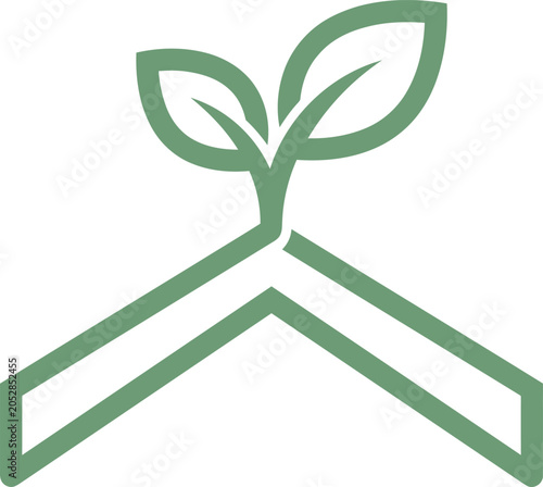 A green plant sprout growing out of a house roof
