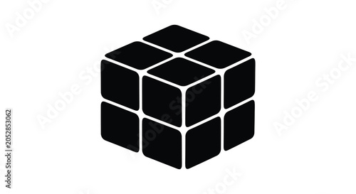 Принти на полотні Rubik s cube silhouette on a white background
