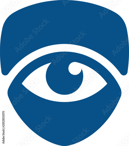 A blue eye with a white iris and pupil