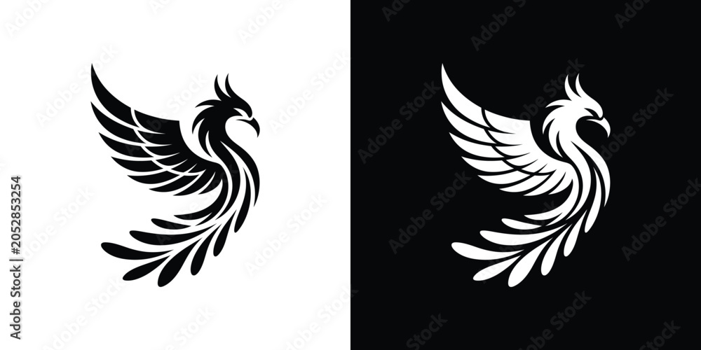 Fototapeta premium Black and white of a pair of swans facing each other