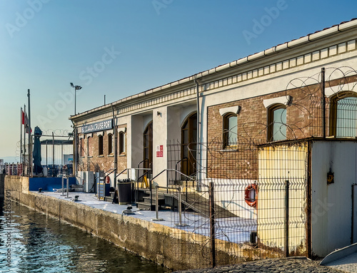 Photography Canakkale, Bozcaada Island, Turkey - July 22, 2024: Cruise port terminal on the
