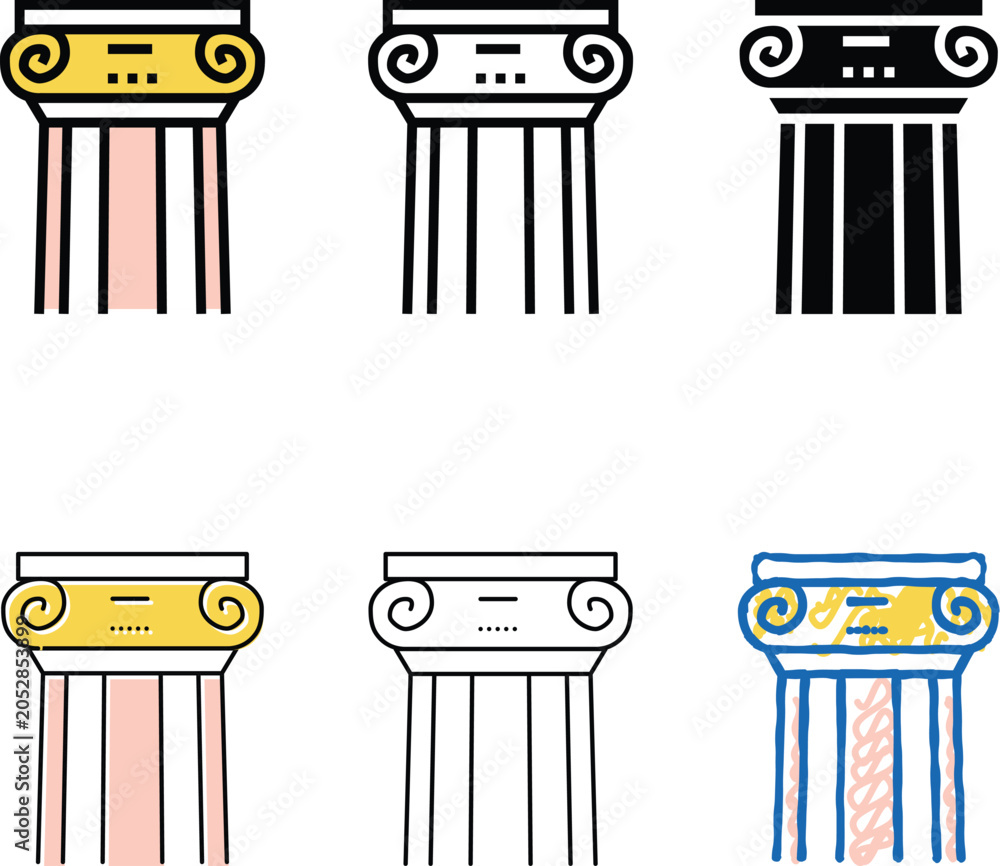 Naklejka premium greek column color icon multistyle vector. greek column sign. isolated symbol