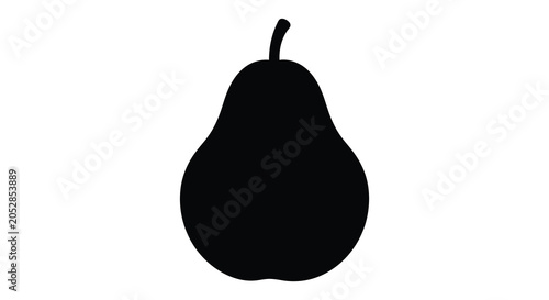 Quadro em tela Black pear silhouette on a white background simple fruit shape