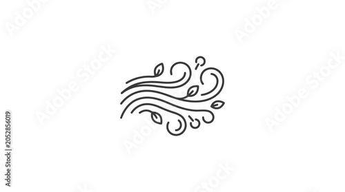 Minimalist wind breeze air flow icon line art.