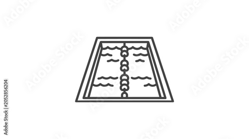 Swimming pool with lane dividers icon.