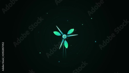 Futuristic Green Energy Wind Turbine Animation for Renewable Energy Presentation Background and Corporate Sustainability Hero Header Motion Design Video