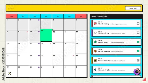 2D Desktop Calendar and Task Management Motion Design Video Background for Business Productivity Presentations and Hero Header Corporate Website Templates