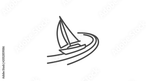Small sailboat speeding through water icon.