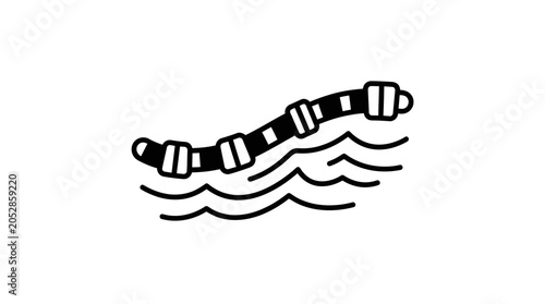 Swimming pool lane divider floats floating on water surface.