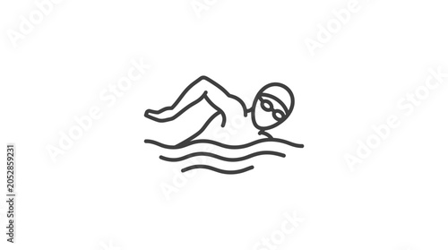 Quadro su tela Swimmer performing freestyle stroke in the water.
