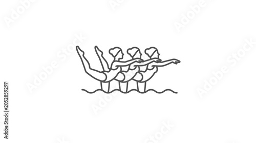 Cuadro en lienzo Synchronized swimmers performing team routine in water