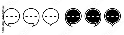 Text bubble with dots. Speech bubble. message. Black and white. On white background.