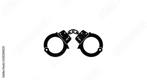 Photography Handcuffs Silhouette On White Background Restraint Equipment Illustration
