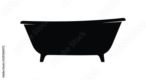 Foto Bathtub Silhouette On White Background Minimalist Bathroom Fixture