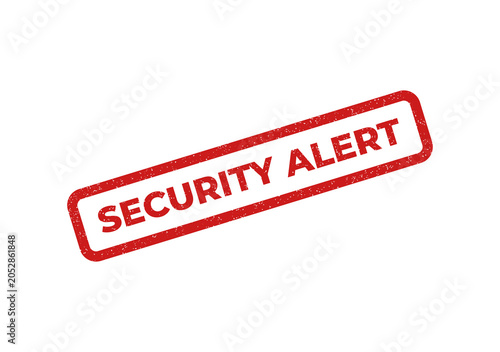 Red security alert stamp with bold text