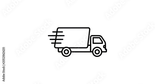 Simple black line truck icon moving.