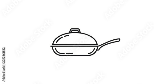 Simple line drawing of frying pan.
